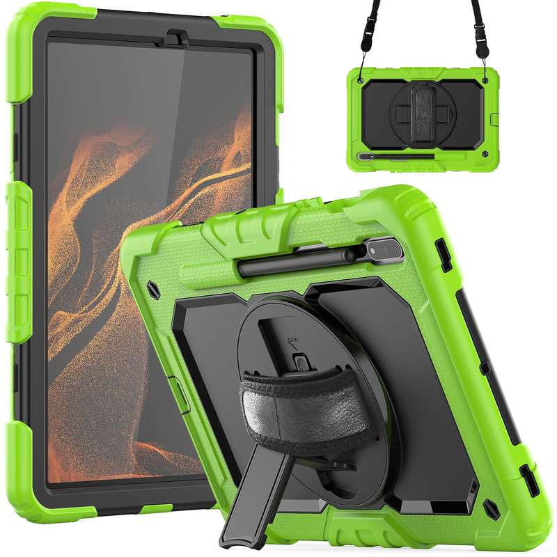 For Samsung Galaxy Tab S8 11 inch SM-X700 Silicone + PC Tablet Case(Black+Light Blue)