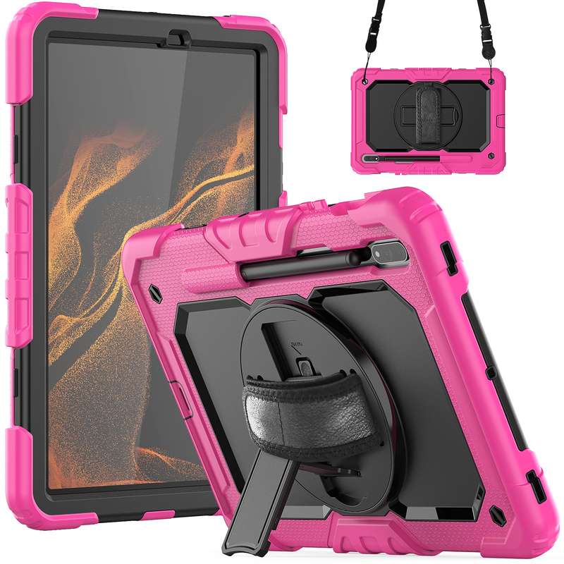 For Samsung Galaxy Tab S8 11 inch SM-X700 Silicone + PC Tablet Case(Black+Light Blue)