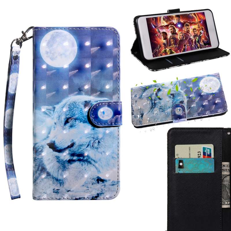 For Samsung Galaxy A13 4G 3D Painting Pattern Coloured Drawing Leather Phone Case(Wolf)