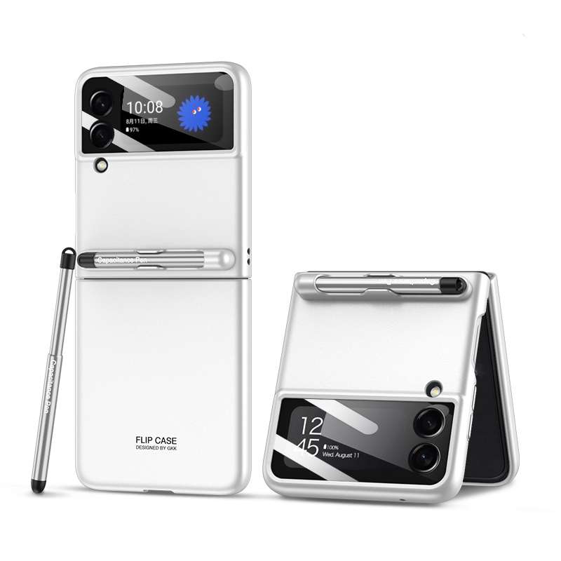 For Samsung Galaxy Z Flip3 5G GKK Integrated Ultra-thin Full Coverage Phone Flip Case with Pen(Pink)