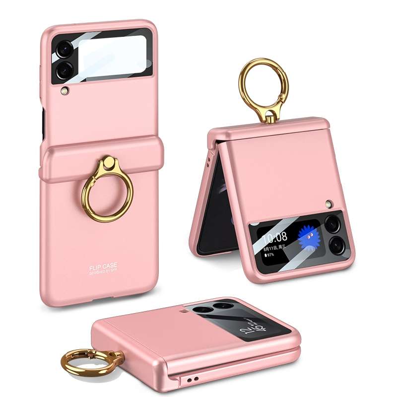 For Samsung Galaxy Z Flip3 5G GKK Magnetic Hinged Flip Case with Ring Holder(Orange)