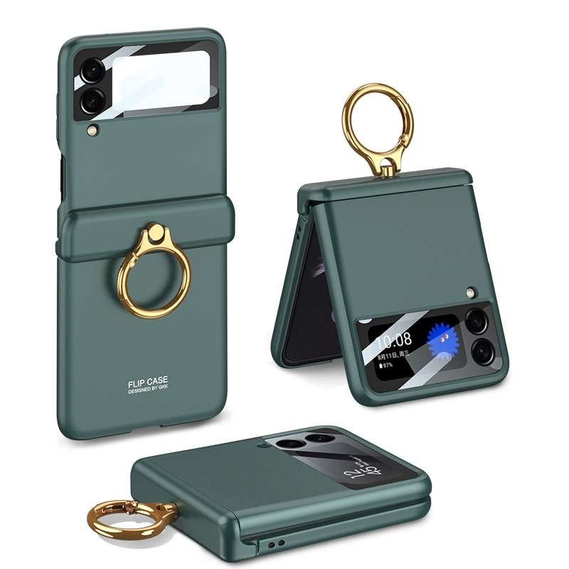 For Samsung Galaxy Z Flip3 5G GKK Magnetic Hinged Flip Case with Ring Holder(Orange)