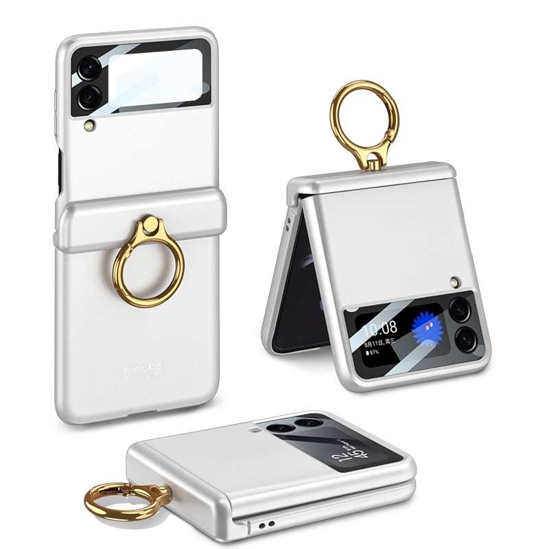 For Samsung Galaxy Z Flip3 5G GKK Magnetic Hinged Flip Case with Ring Holder(Orange)