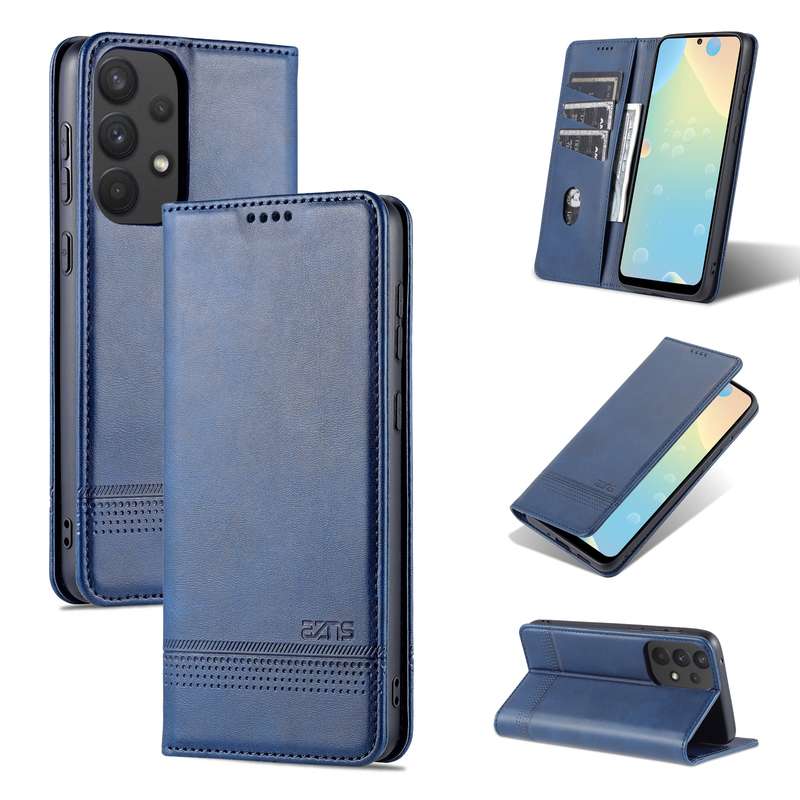 For Samsung Galaxy A73 5G AZNS Magnetic Calf Texture Flip Leather Phone Case(Dark Brown)
