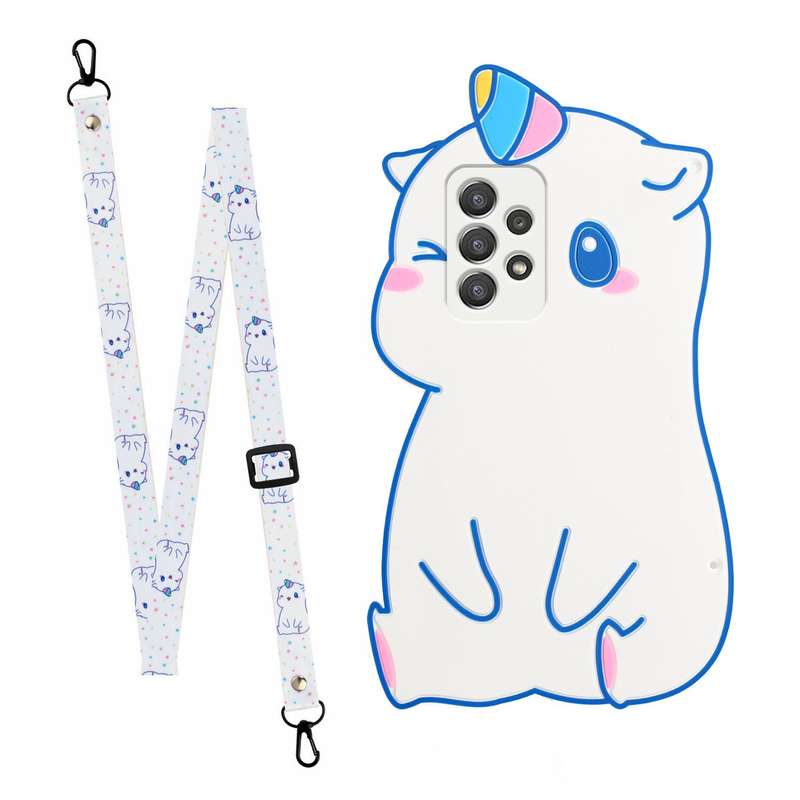 For Samsung Galaxy A33 5G Crossbody Cartoon Silicone Phone Case(Unicorn)
