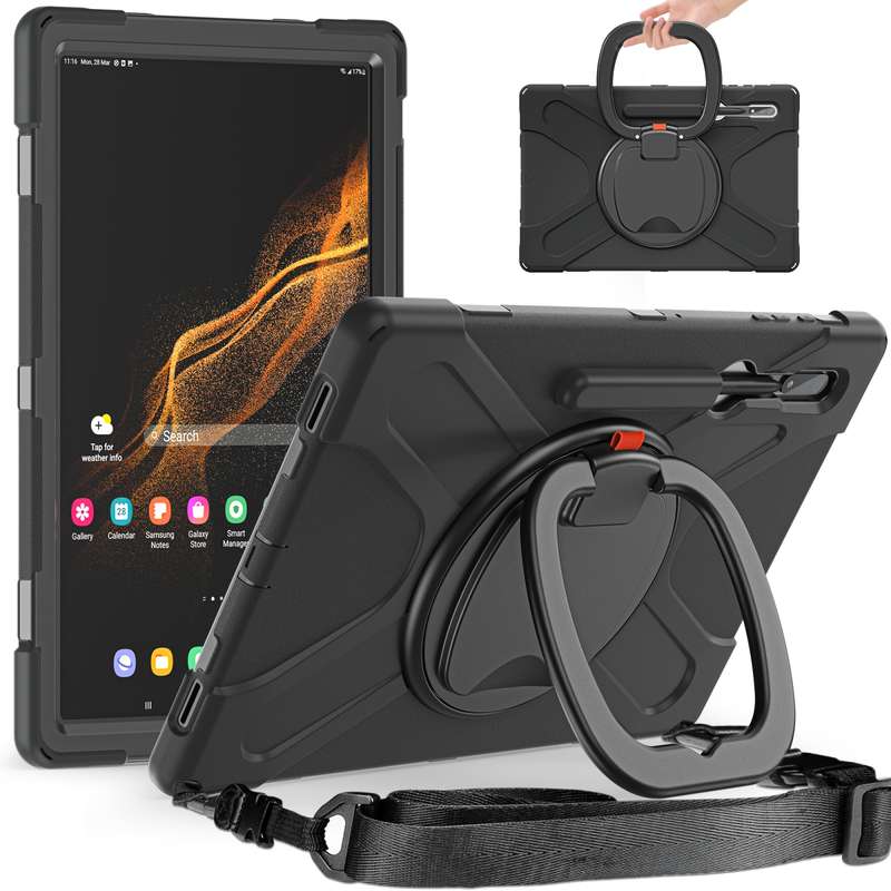 For Samsung Galaxy Tab S8 Ultra X900 Silicone + PC Tablet Protective Case(Black)