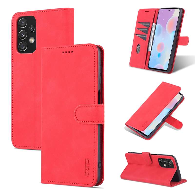 For Samsung Galaxy A23 5G AZNS Skin Feel Calf Texture Horizontal Flip Leather Phone Case(Red)