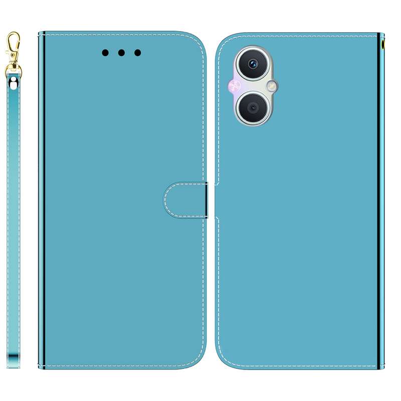 For OPPO A96 5G / Reno7 Z 5G Imitated Mirror Surface Leather Phone Case(Blue)