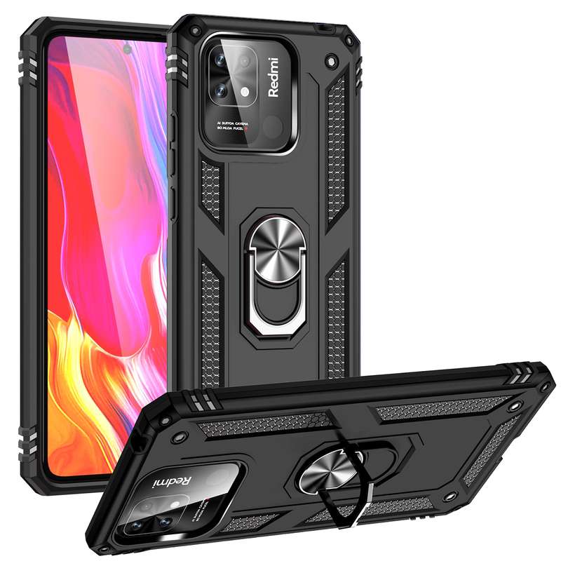 For Xiaomi Redmi 10C Shockproof TPU + PC Phone Case with 360 Degree Rotating Holder(Green)