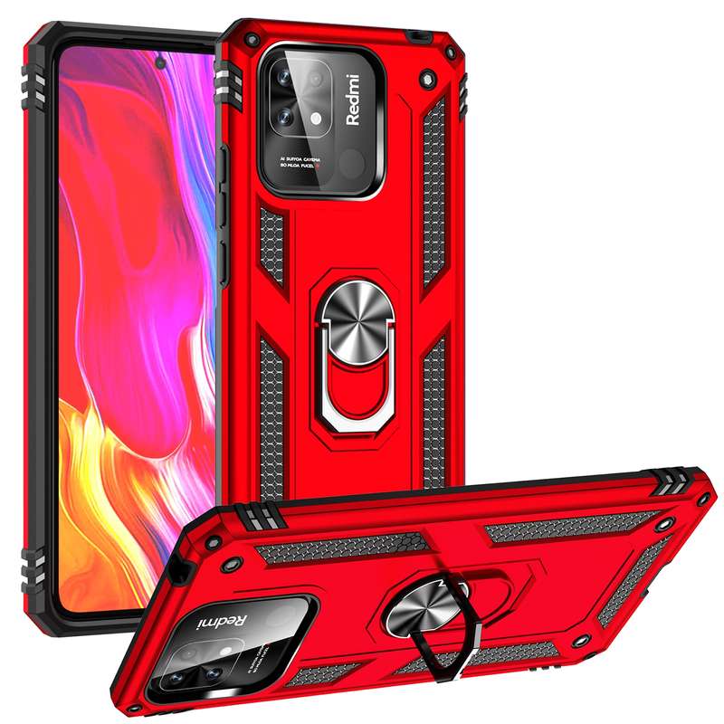 For Xiaomi Redmi 10C Shockproof TPU + PC Phone Case with 360 Degree Rotating Holder(Green)
