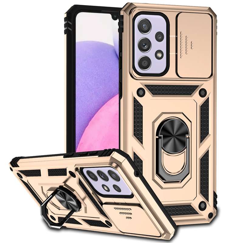 For Samsung Galaxy A33 5G Sliding Camshield Holder Phone Case(Black)