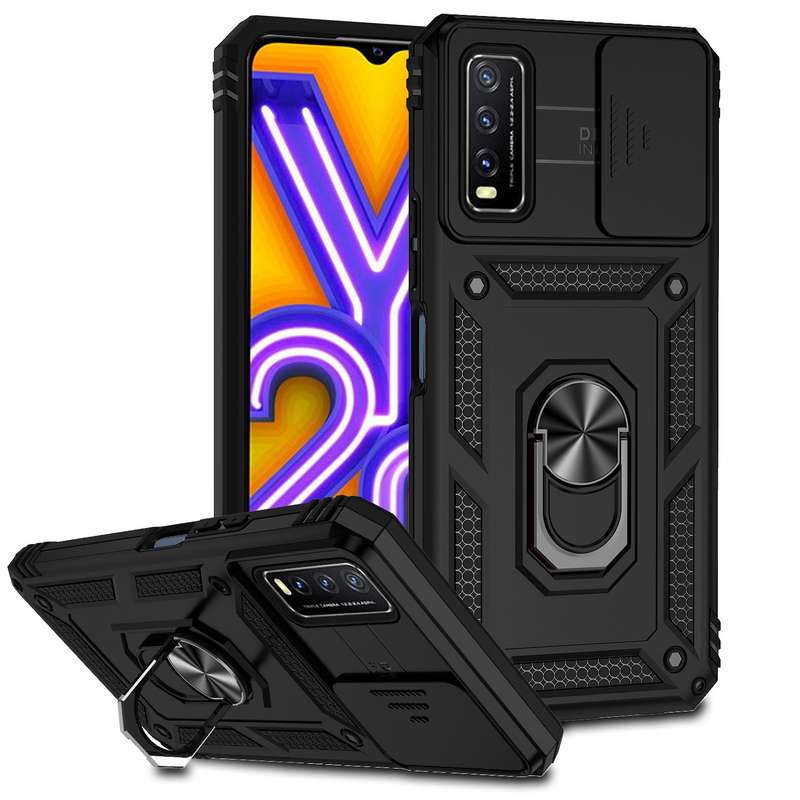 For OPPO A16 Sliding Camshield Holder Phone Case(Black)