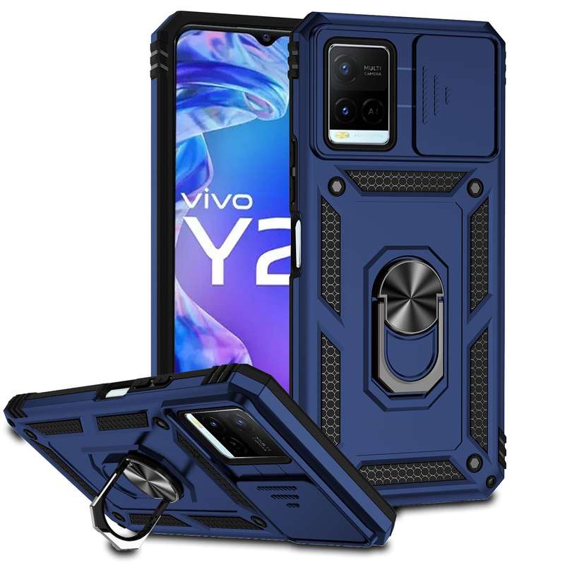 For vivo Y21 Sliding Camshield Holder Phone Case(Red)
