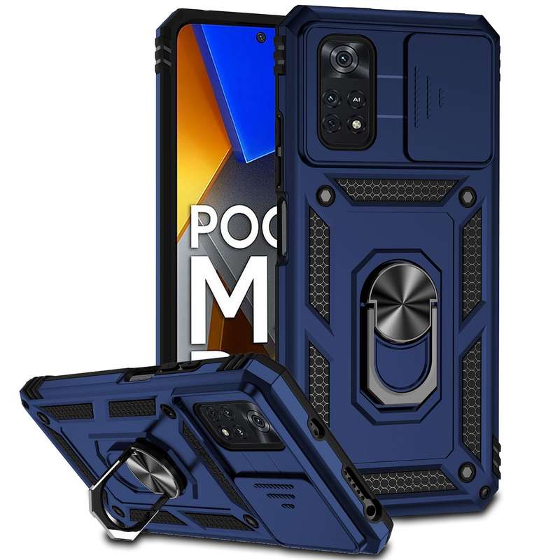 For Xiaomi Poco M4 Pro Sliding Camshield Holder Phone Case(Black)