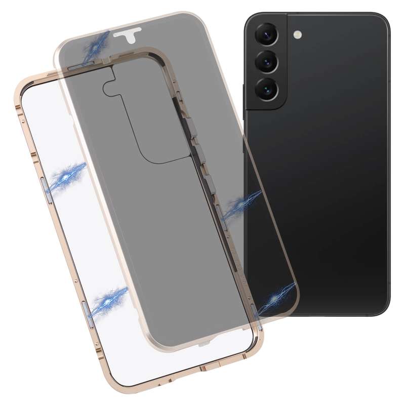 For Samsung Galaxy S22 5G Anti-peeping Magnetic Double-sided Tempered Glass Phone Case(Red)