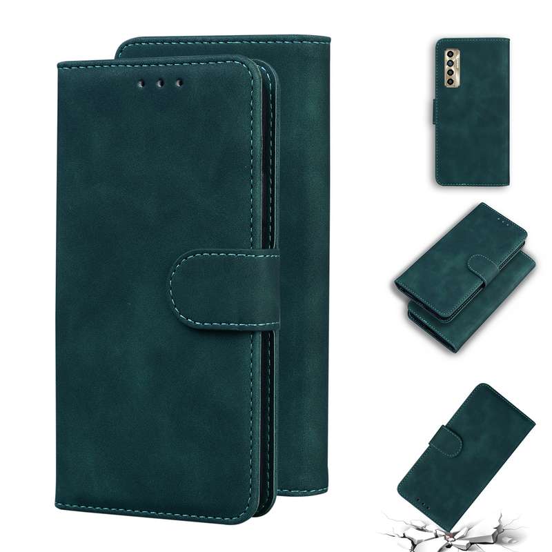 For Tecno Camon 17P Skin Feel Pure Color Flip Leather Phone Case(Black)