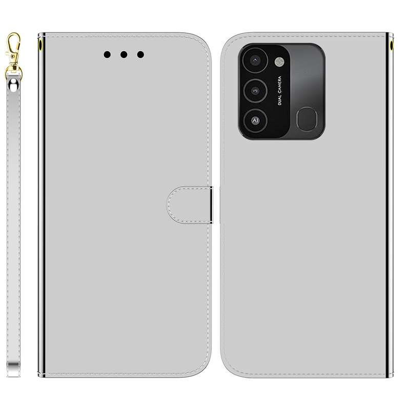 For Tecno Spark 7 Pro Imitated Mirror Surface Horizontal Flip Leather Phone Case(Silver)