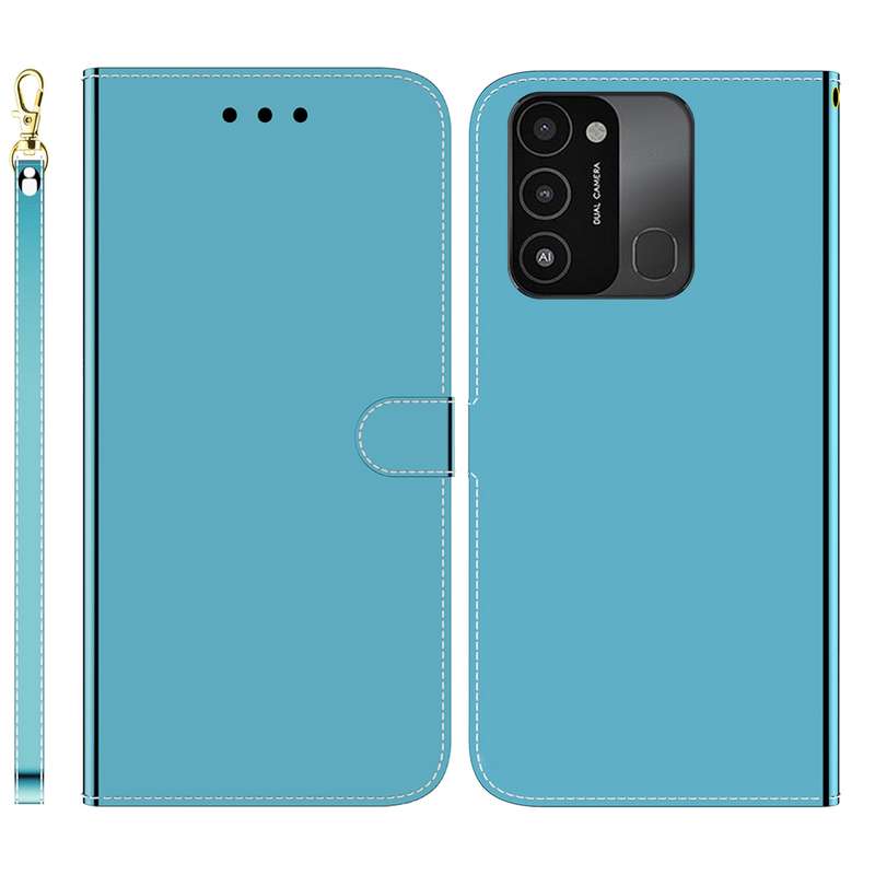 For Tecno Spark 7 Pro Imitated Mirror Surface Horizontal Flip Leather Phone Case(Silver)