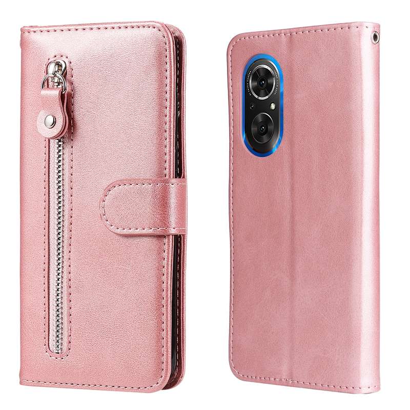 For Honor 50 SE / Huawei Nova 9 SE Fashion Calf Texture Zipper Horizontal Flip Leather Case(Rose Gol