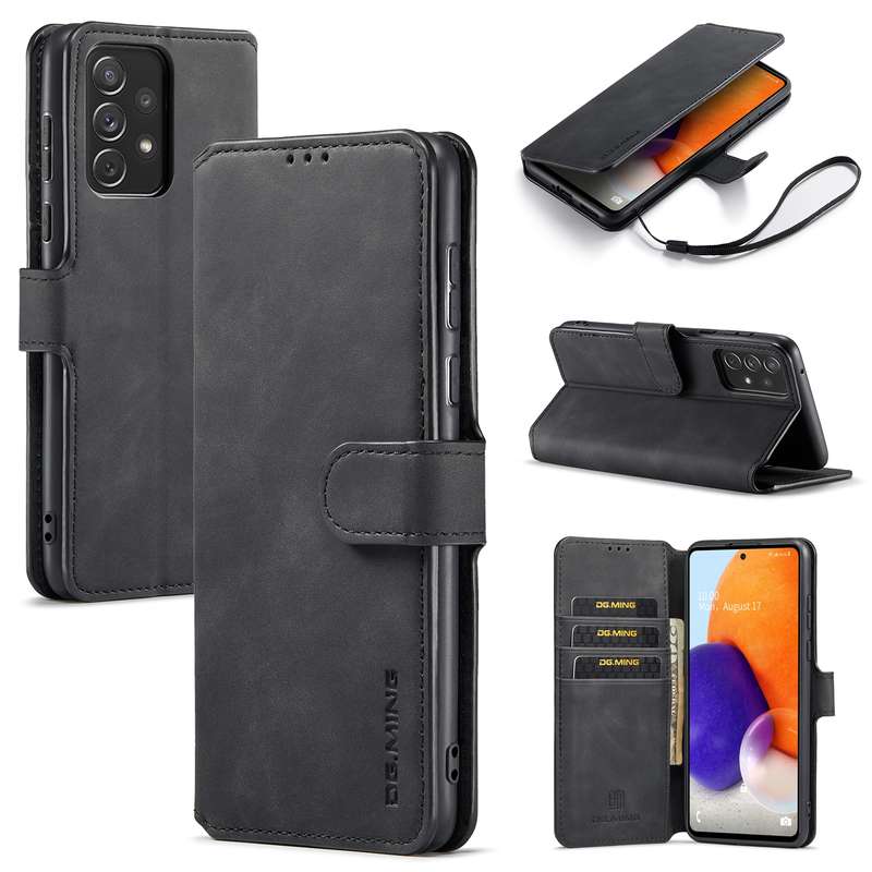For Samsung Galaxy A73 5G DG.MING Retro Oil Edge Flip Leather Phone Case(Brown)