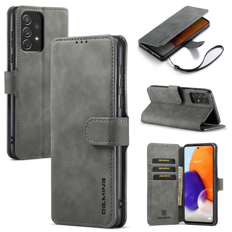 For Samsung Galaxy A73 5G DG.MING Retro Oil Edge Flip Leather Phone Case(Brown)