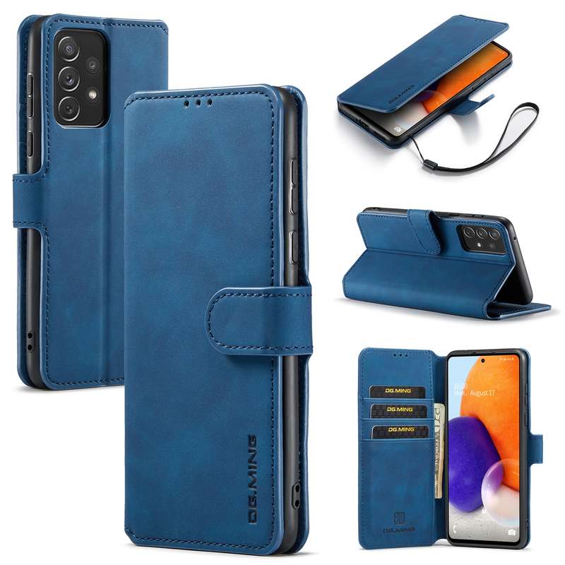 For Samsung Galaxy A73 5G DG.MING Retro Oil Edge Flip Leather Phone Case(Brown)