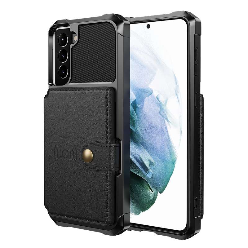 For Samsung Galaxy S21 5G Magnetic Wallet Card Bag Leather Phone Case(Black)
