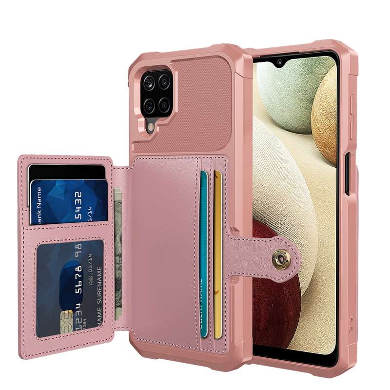 For Samsung Galaxy A12 Magnetic Wallet Card Bag Leather Phone Case(Rose Gold)