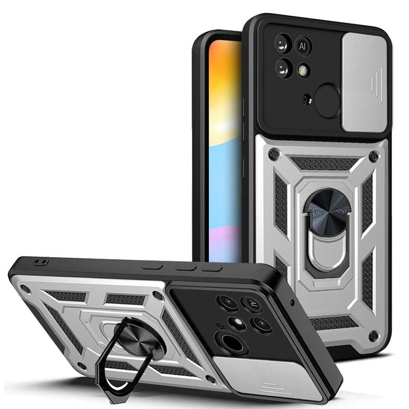 For Xiaomi Redmi 10C 4G Sliding Camera Cover Design TPU+PC Phone Case(Black)