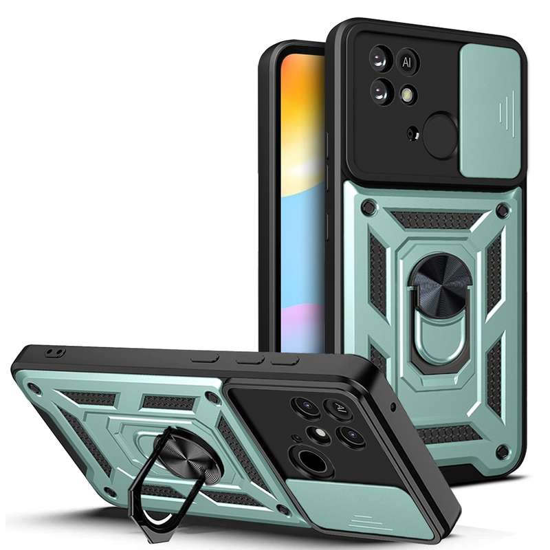For Xiaomi Redmi 10C 4G Sliding Camera Cover Design TPU+PC Phone Case(Black)