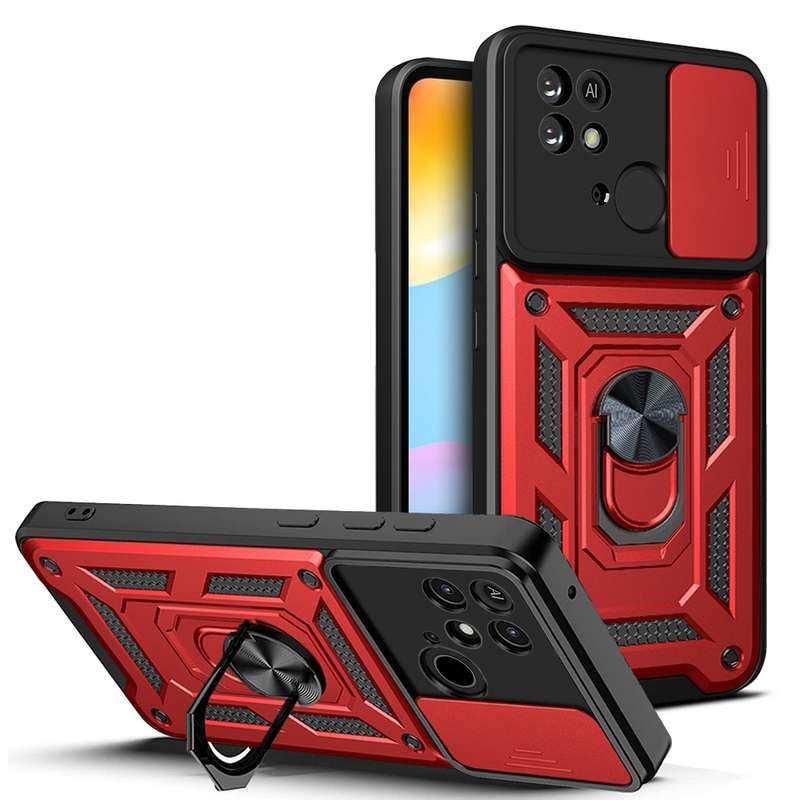 For Xiaomi Redmi 10C 4G Sliding Camera Cover Design TPU+PC Phone Case(Black)
