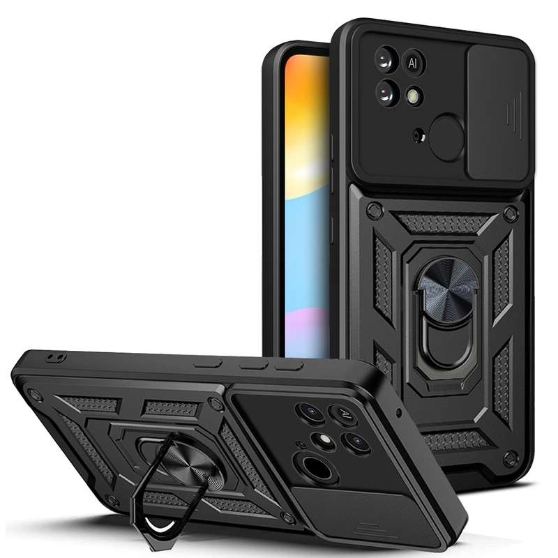 For Xiaomi Redmi 10C 4G Sliding Camera Cover Design TPU+PC Phone Case(Black)