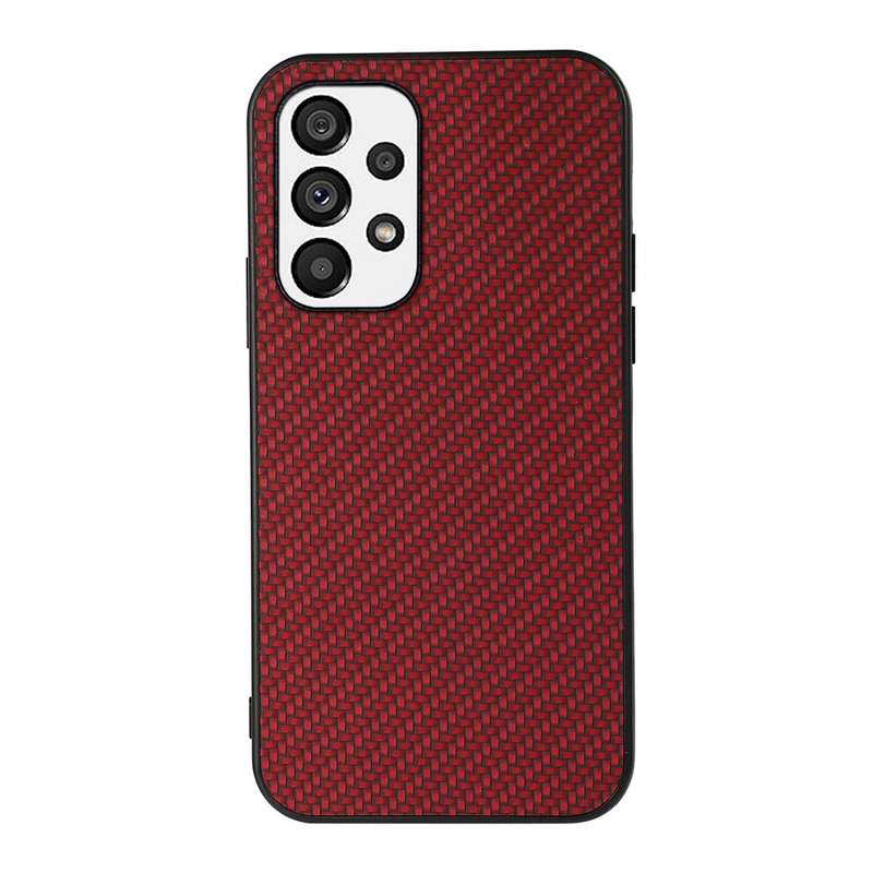 For Samsung Galaxy A73 5G Accurate Hole Carbon Fiber Texture PU Phone Case(Brown)