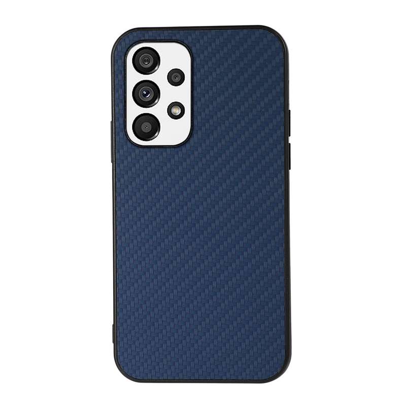 For Samsung Galaxy A73 5G Accurate Hole Carbon Fiber Texture PU Phone Case(Brown)
