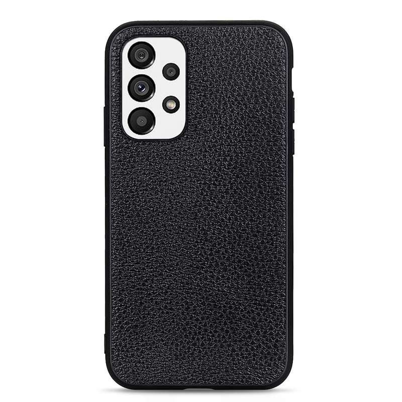 For Samsung Galaxy A73 5G Accurate Hole Litchi Texture Genuine Leather Phone Case(Green)