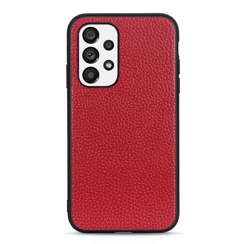 For Samsung Galaxy A73 5G Accurate Hole Litchi Texture Genuine Leather Phone Case(Green)