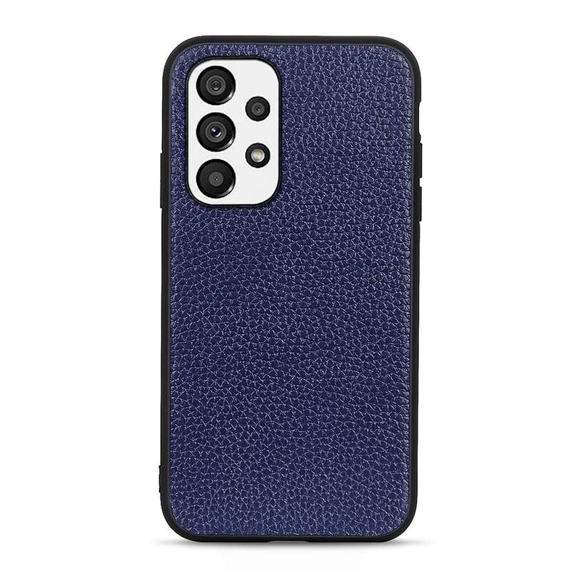 For Samsung Galaxy A73 5G Accurate Hole Litchi Texture Genuine Leather Phone Case(Green)