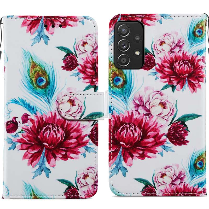 For Samsung Galaxy A53 5G Painted Pattern Horizontal Flip Leather Phone Case(Sunflower)