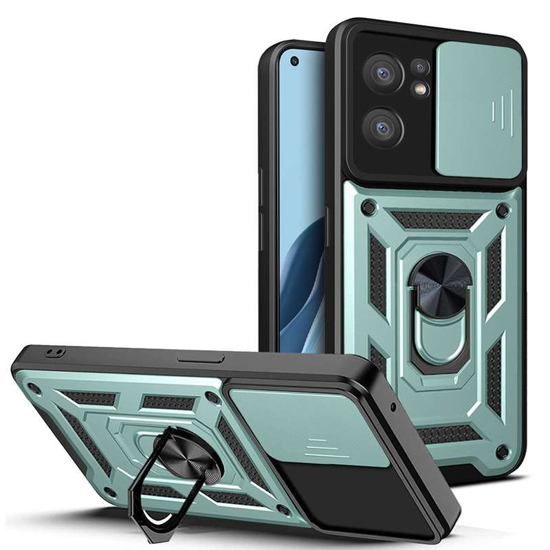 For OPPO Reno7 5G Global / Find X5 Lite Sliding Camera Cover Design TPU+PC Phone Case(Black)