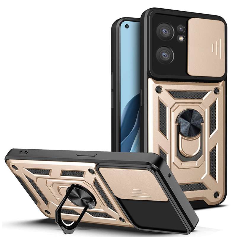 For OPPO Reno7 5G Global / Find X5 Lite Sliding Camera Cover Design TPU+PC Phone Case(Black)