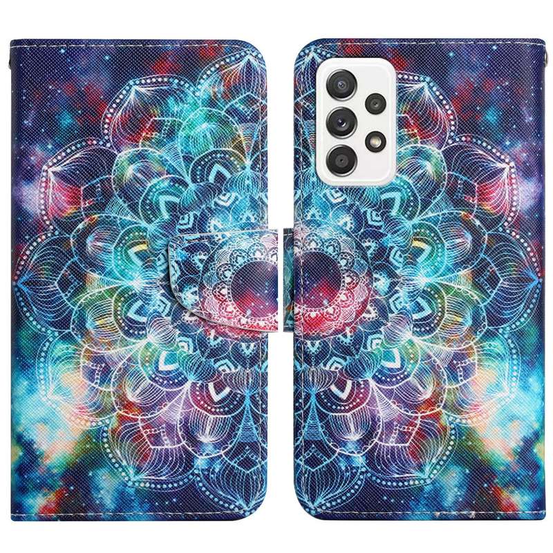 For Samsung Galaxy A53 5G Painted Pattern Horizontal Flip Leather Phone Case(Rhombus Kaleidoscope)