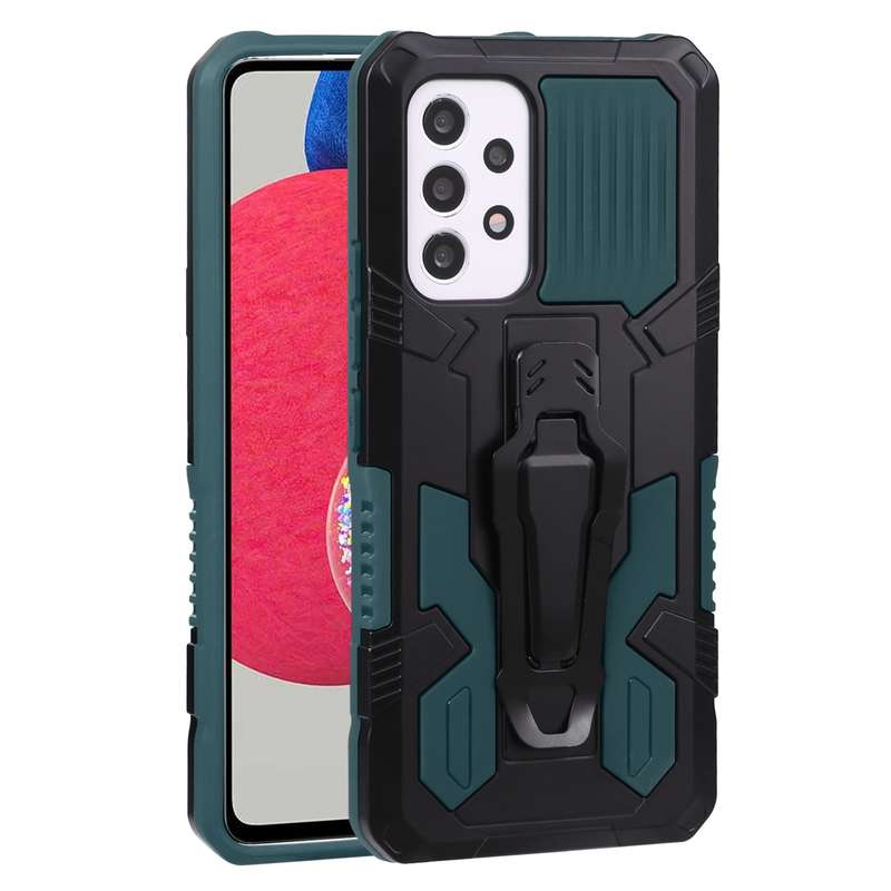 For Samsung Galaxy S22 Ultra 5G 3 in 1 Rugged Holder Phone Case(Red+Black)