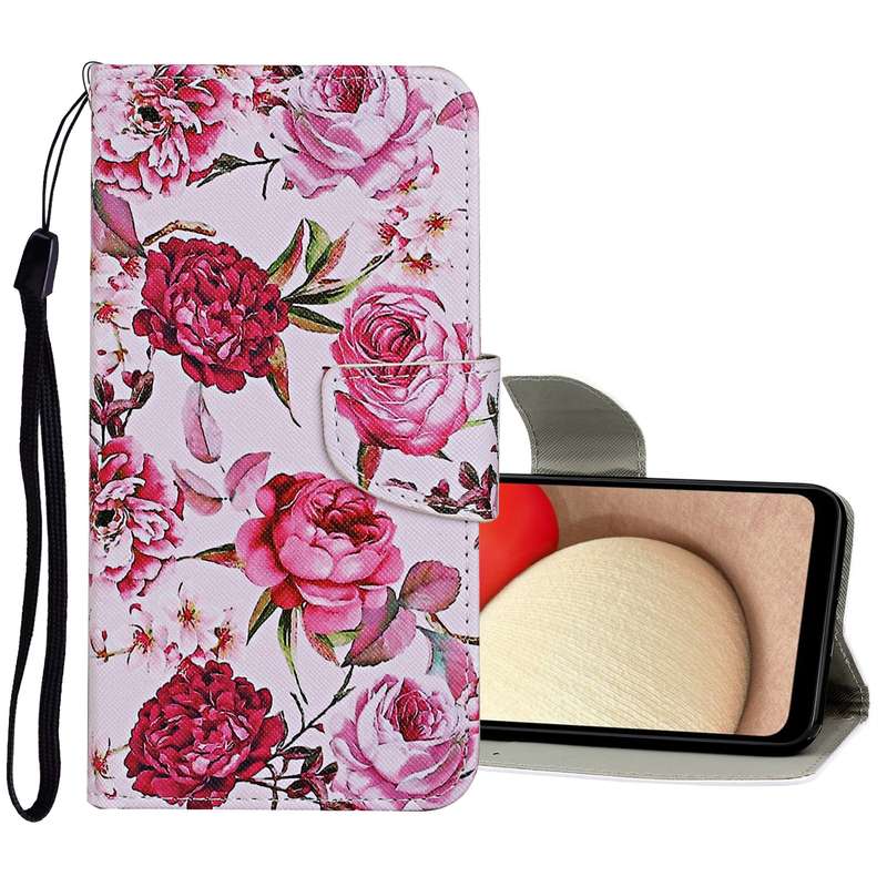 For Samsung Galaxy A33 5G Colored Drawing Pattern Flip Leather Case(Peony)