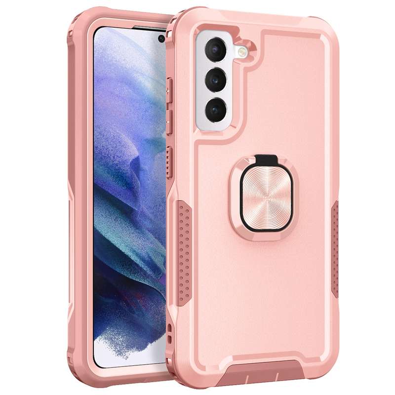 For Samsung Galaxy A73 5G 3 in 1 Ring Holder PC + TPU Phone Case(Orange)