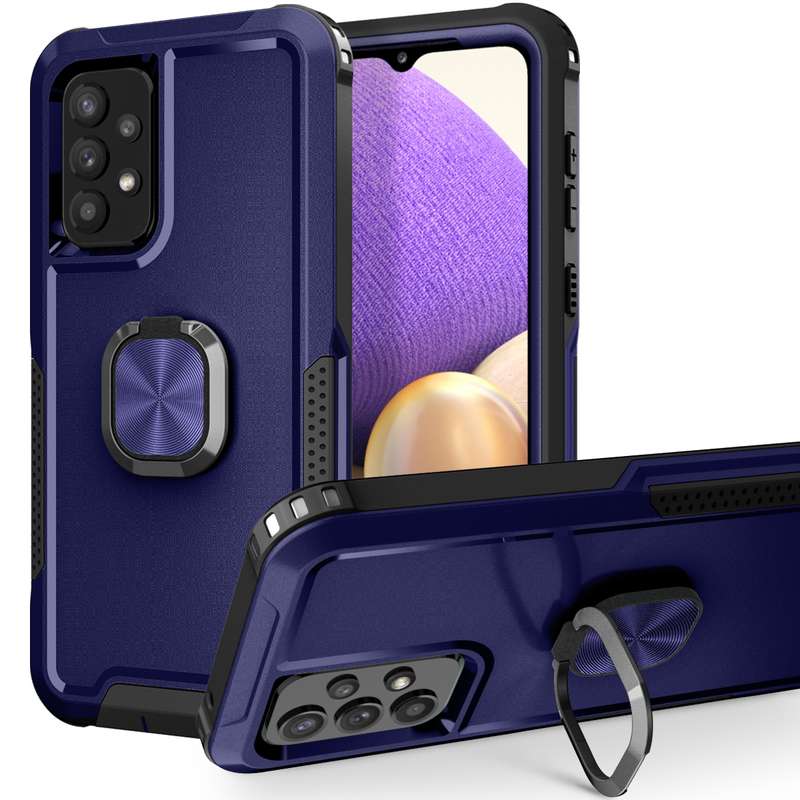 For Samsung Galaxy A73 5G 3 in 1 Ring Holder PC + TPU Phone Case(Orange)
