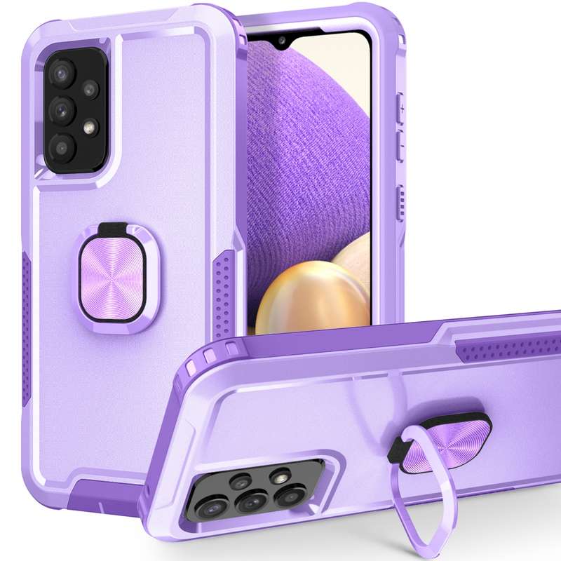 For Samsung Galaxy A73 5G 3 in 1 Ring Holder PC + TPU Phone Case(Orange)