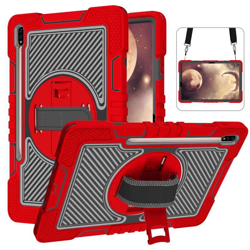 For Samsung Galaxy Tab A7 Lite 360 Degree Rotation Contrast Color Silicone + PC Tablet Case(Black)