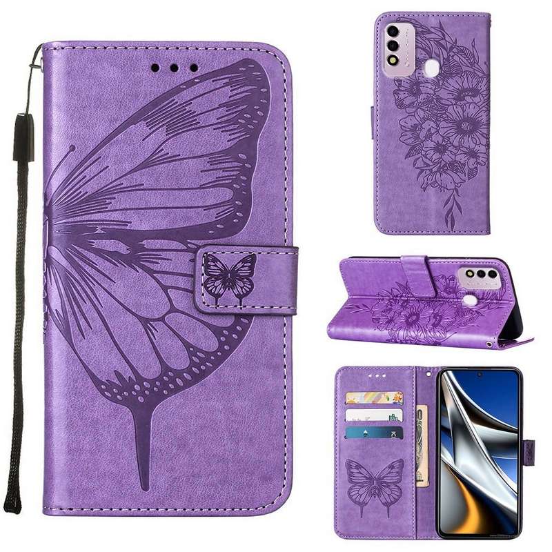 For Itel P37 / Vision 2s Embossed Butterfly Leather Phone Case(Green)
