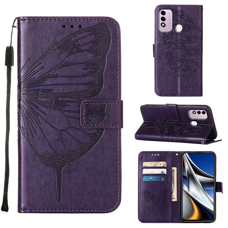 For Itel P37 / Vision 2s Embossed Butterfly Leather Phone Case(Green)