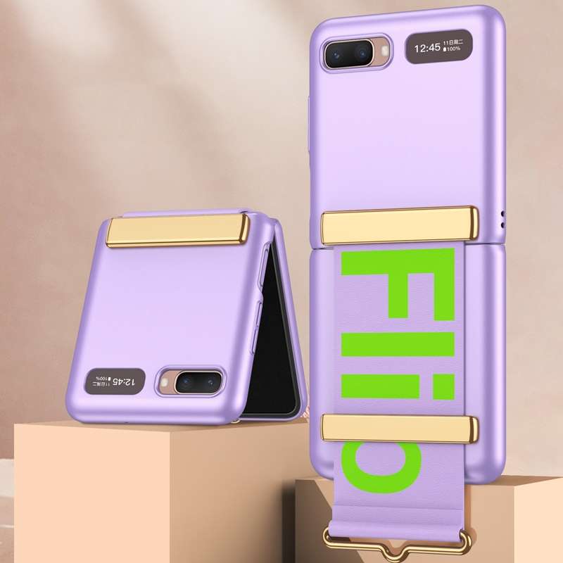 For Samsung Galaxy Z Flip GKK Ultra-thin Full Coverage Phone Flip Case with Wristband(Sweet Pink)